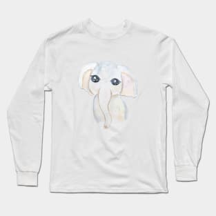 cute baby elephant watercolor Long Sleeve T-Shirt